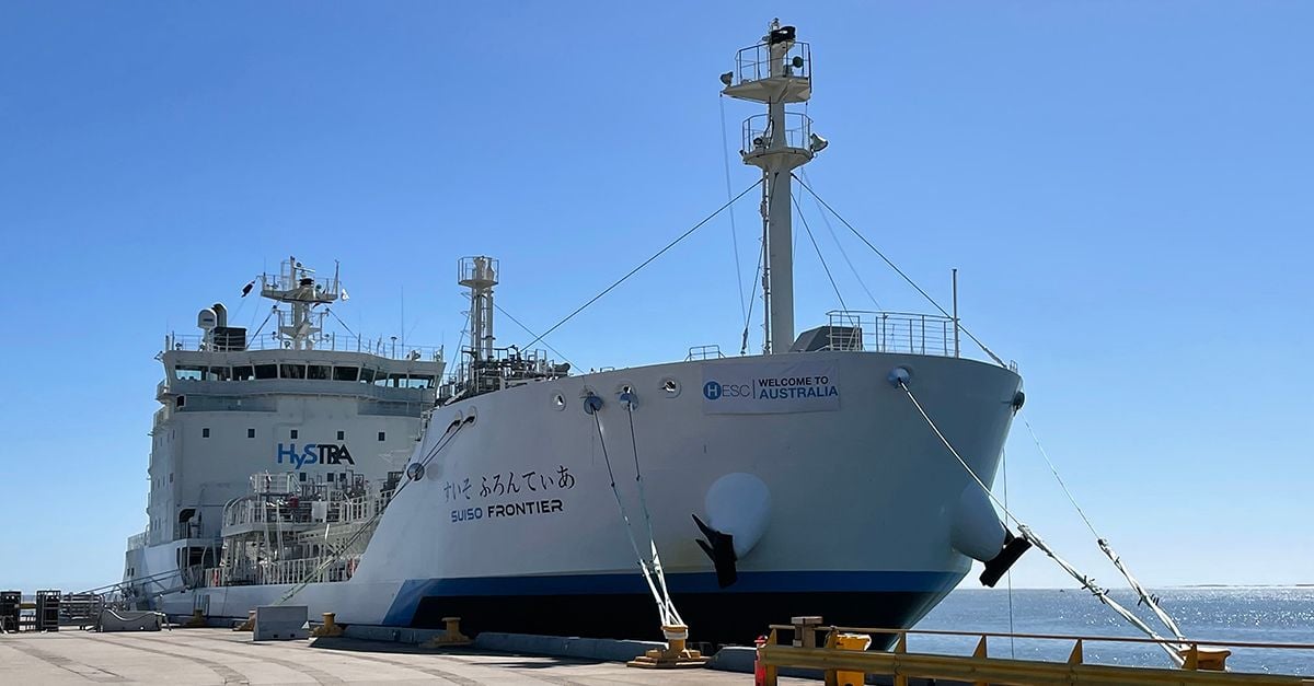 Liquified hydrogen produced in Victoria ready to be shipped to Japan Liquified hydrogen produced in Victoria ready to be shipped to Japan
